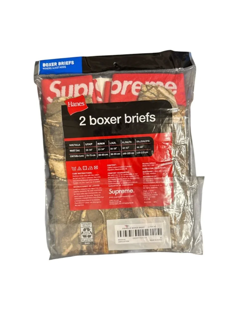 Supreme Hanes Men’s Boxer Briefs 2 Pack Cotton Underwear Multicol Sizes M L New